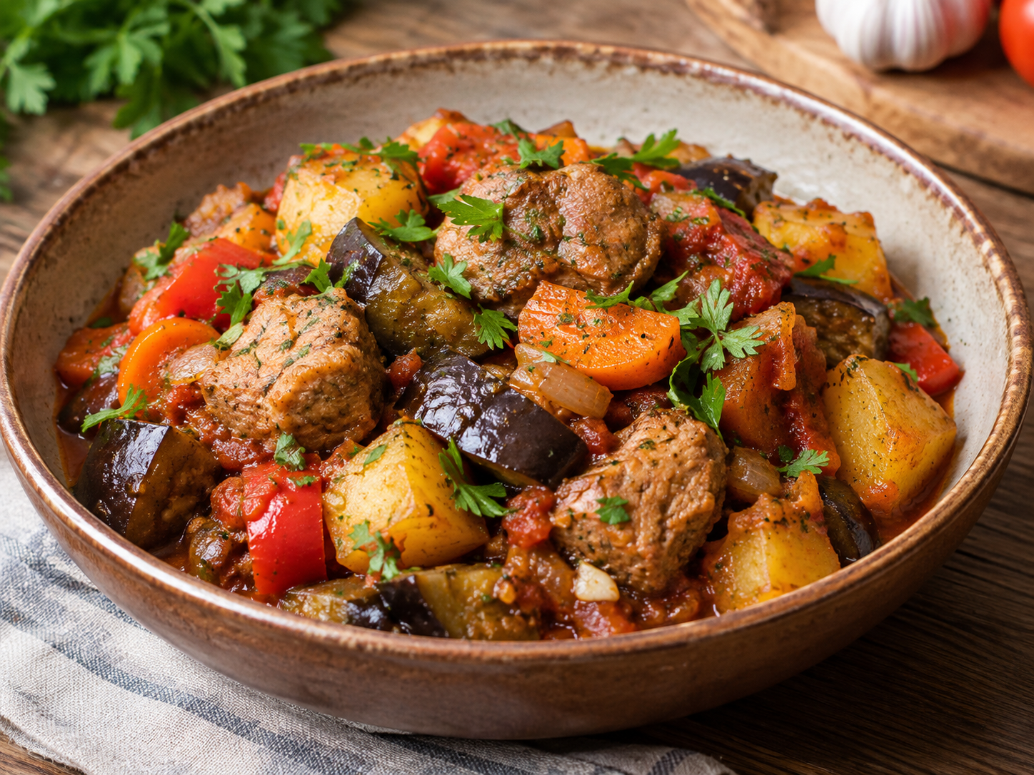 Рагу с баклажанами и овощами